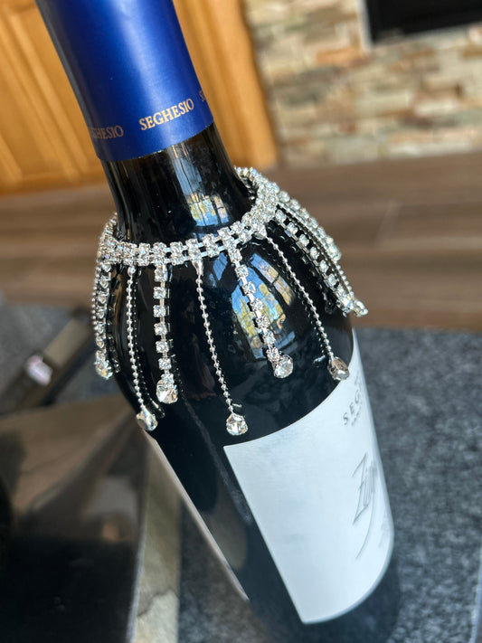 Danty Silver Oil, liquor and wine bottle rhinestone jewelry charm
